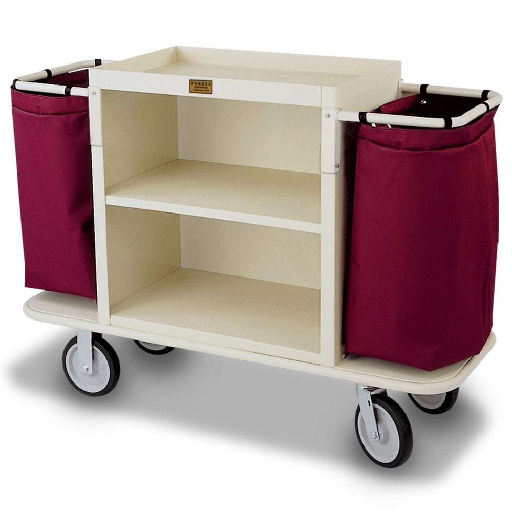 Forbes Industries 2192-36 Plastic Housekeeping Cart Two Shelves In A 30 W  X 19 D X 36 H Cabinet With 2 Deep Top Tray