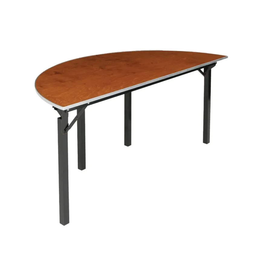600 Series Wood Top Folding Banquet Table - 36" x 60" Half-Round