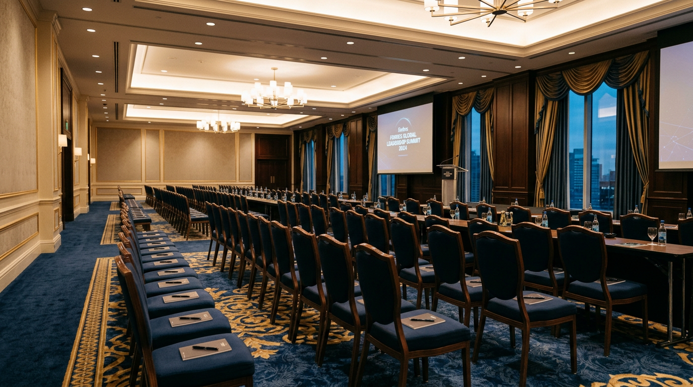 Hotel conference room arranged for a meeting